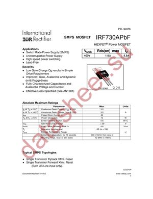 IRF730APBF datasheet  